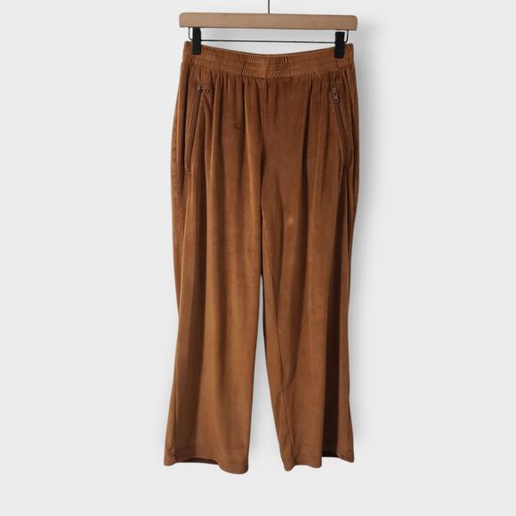 SKIMS Velour Wide Leg Cropped Pull On Pants Brown Small High Rise Lounge Casual - Picture 1 of 13